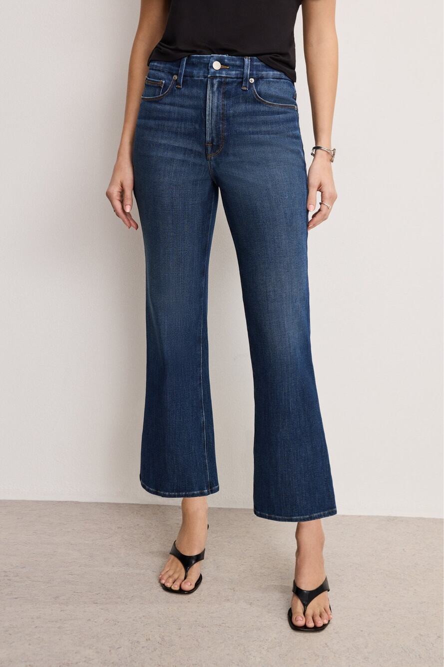NWT Good American Good Legs Cropped Mini Boot Jeans 28 6
